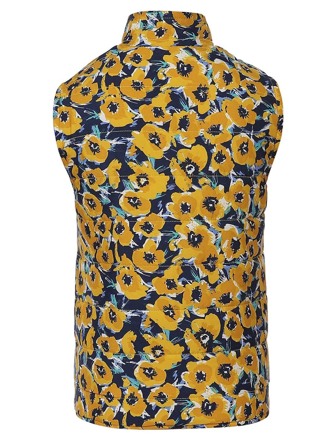Happy Sunflower Printed Reversible Quilted Girl Jacket - Image 2