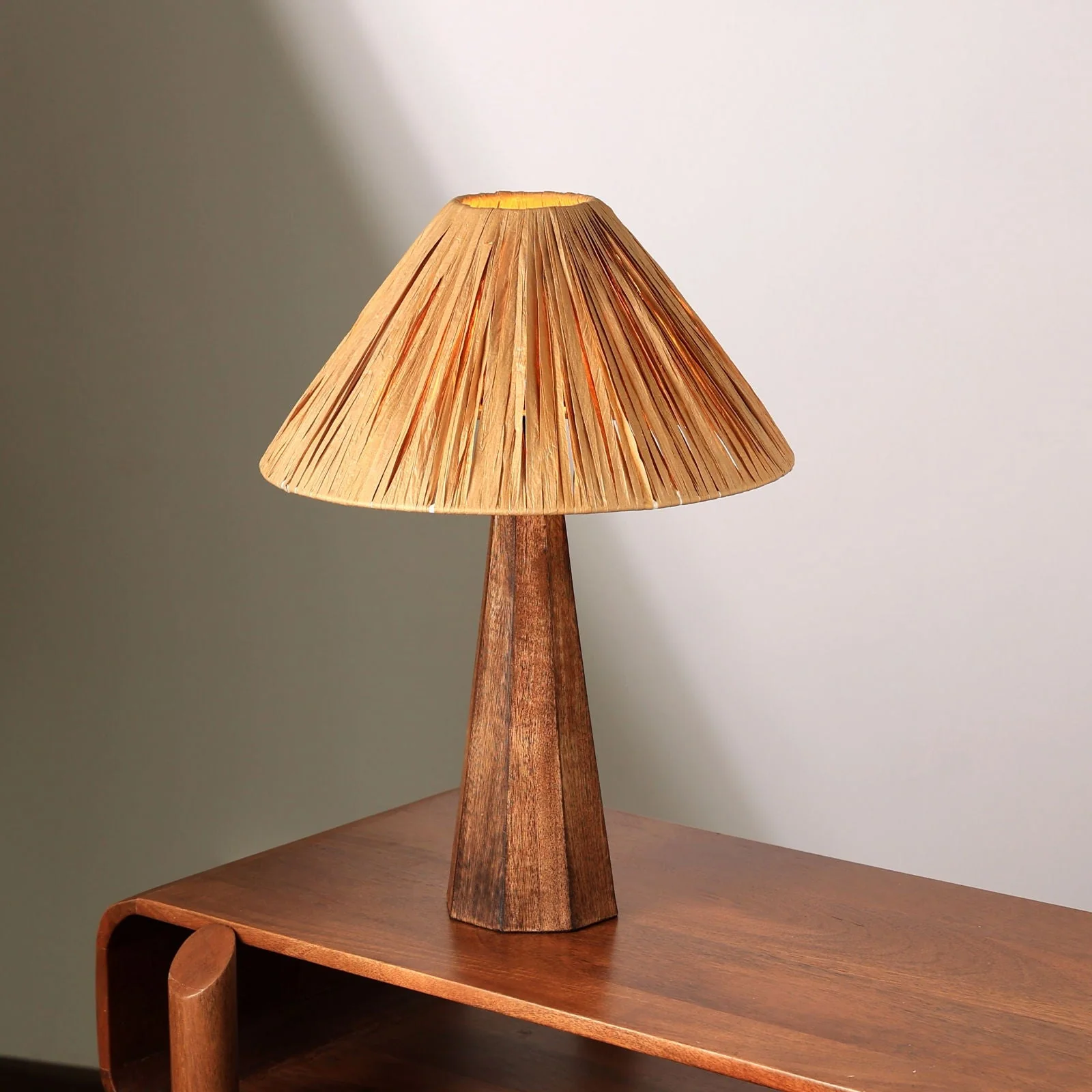 Harmony Table Lamp - Raffia, Natural Wood, Perfect For Earthy Spaces - Image 2