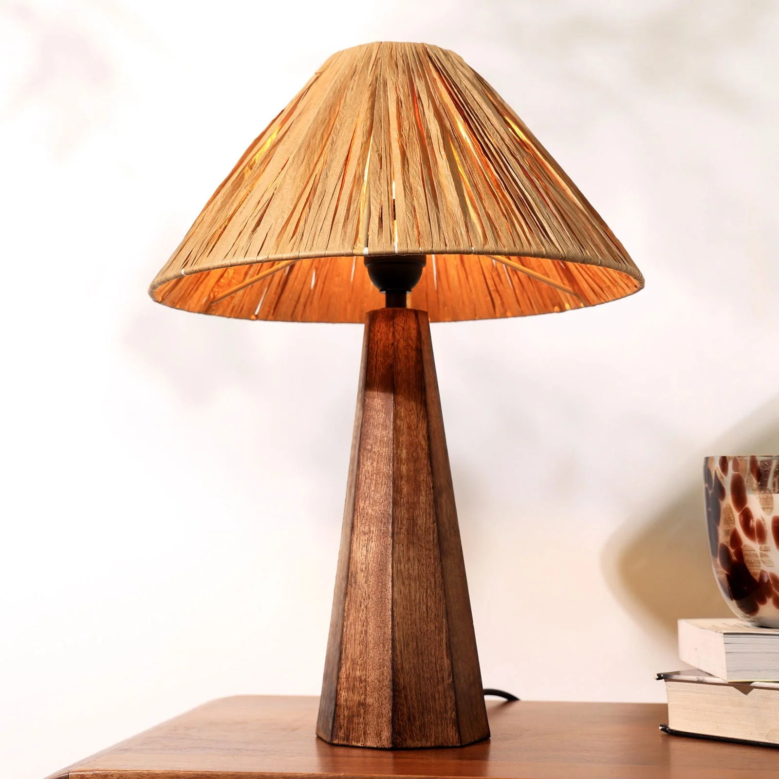 Harmony Table Lamp - Raffia, Natural Wood, Perfect For Earthy Spaces - Image 5