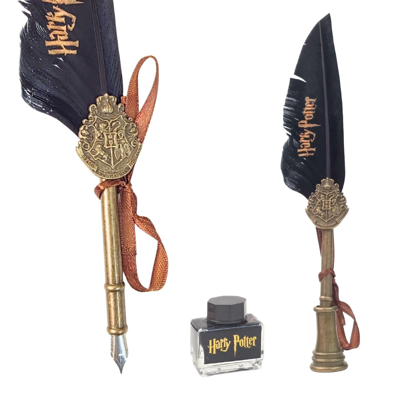 Harry Potter Feather Pen with Stand, 5 Calligraphy Nibs, Ink-pot Wax-seal & Wax-bar - Premium gift pack - Image 2
