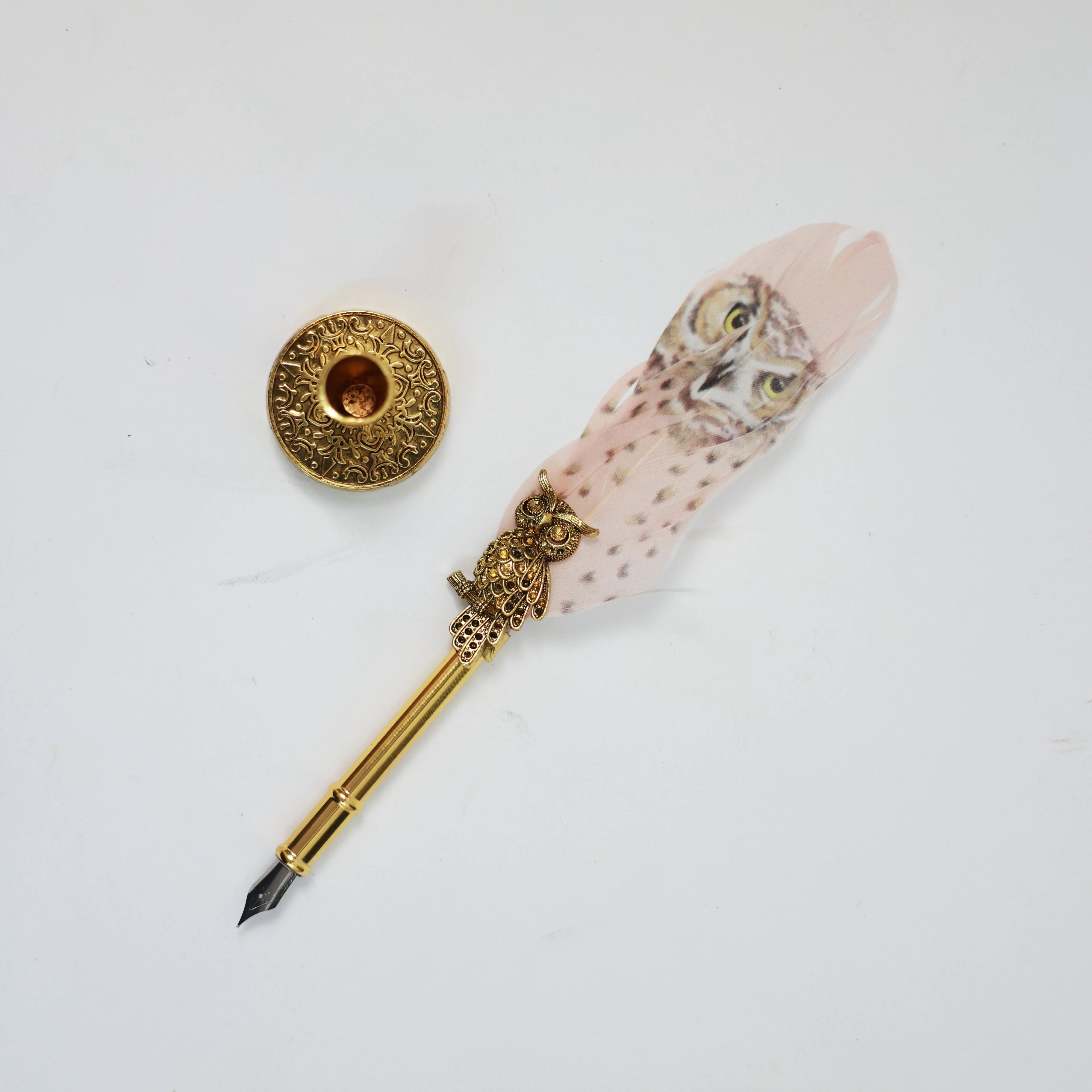 Harry Potter Owl Feather Pen with Stand, Ink & 5 Calligraphy Nibs - Image 4