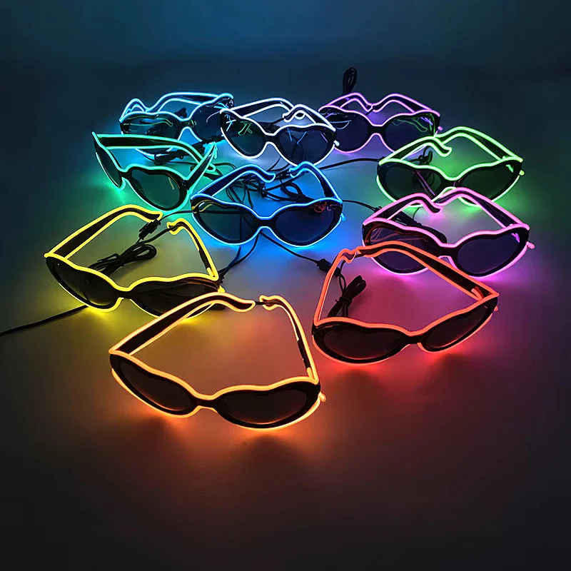 Heart Led Party Goggles Night Events EL wired Partywear Glasses 1pc - Image 4