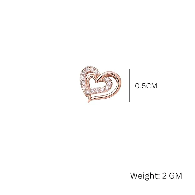 Heart Shape Stud Earrings For Women And Girls, Cubic Zirconia Hollow Heart Contemporary Studs - Image 5