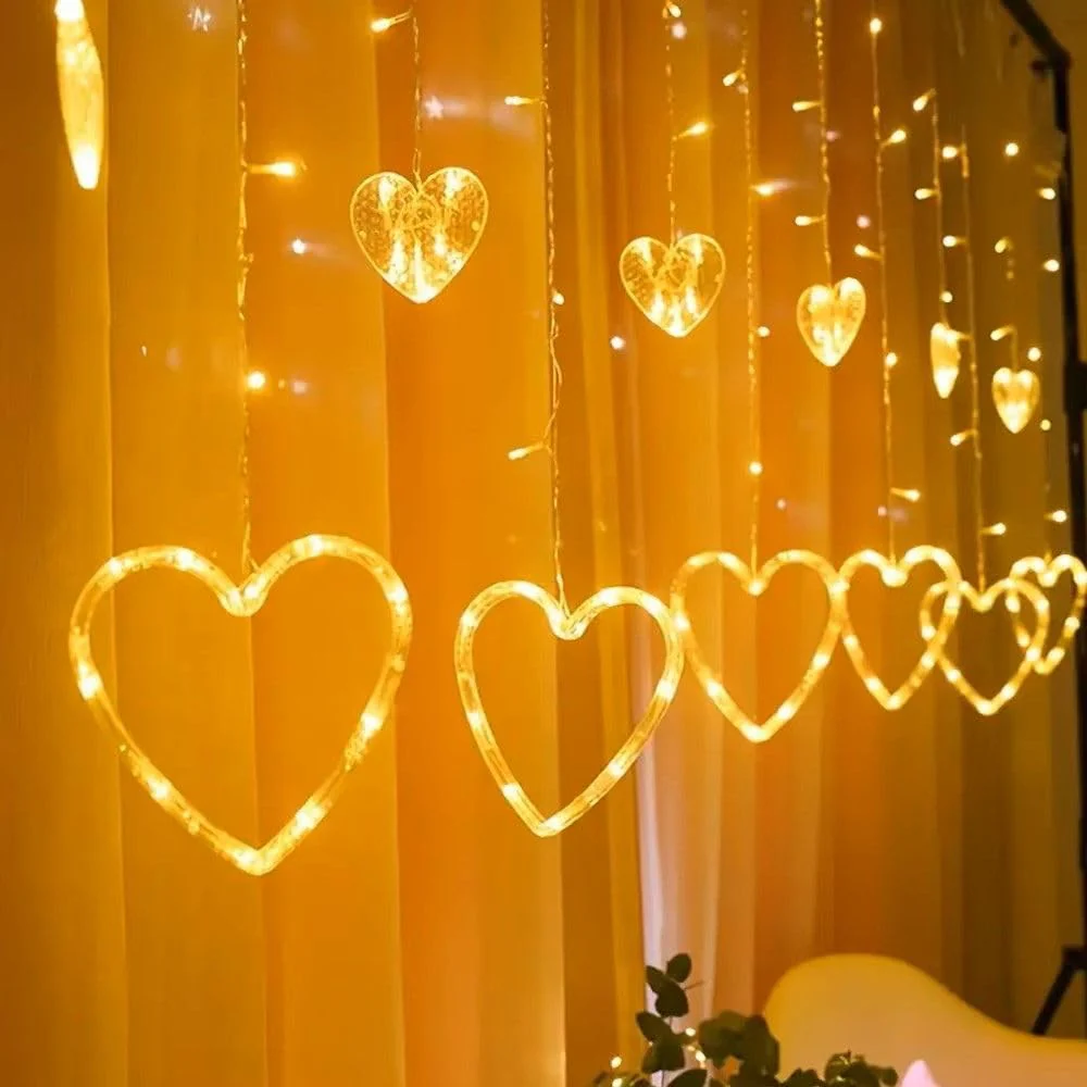 Heart-Shaped LED Curtain Lights Fairy Lights String Lights - Image 3