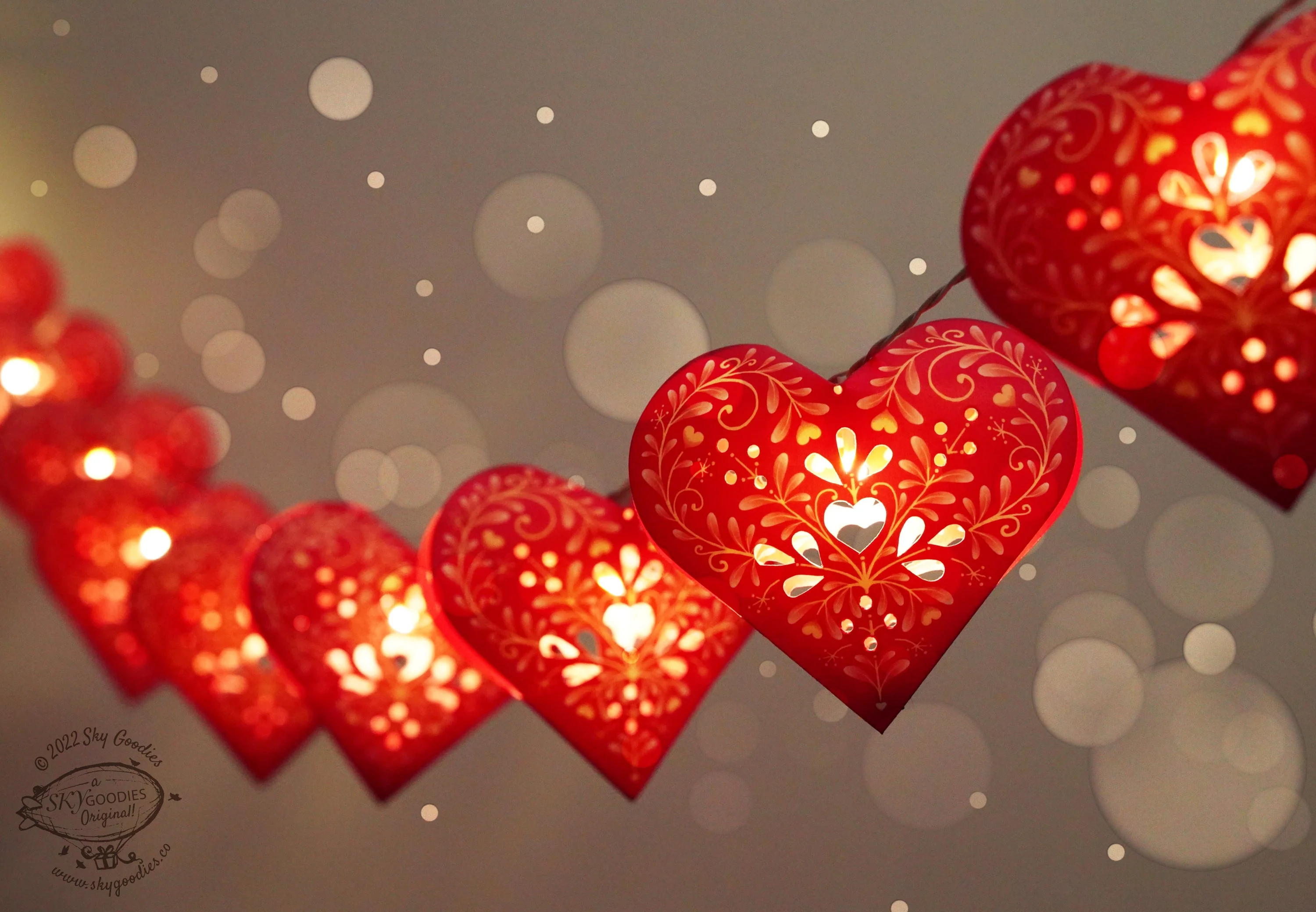Hearts & Flowers COMBO SAVER: Paper Hearts Fairy Lights & Bunting - Image 11