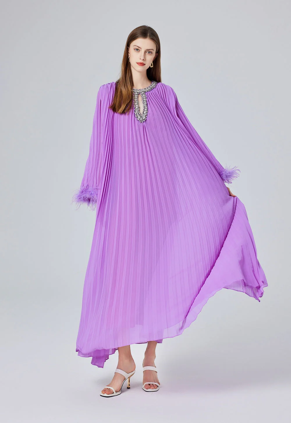 Heather Pleated Luxe Maxi Dress - Image 15