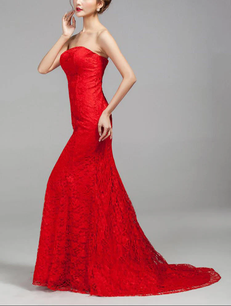 Helen Off Shoulder Fishtail Lace Gown - Image 2