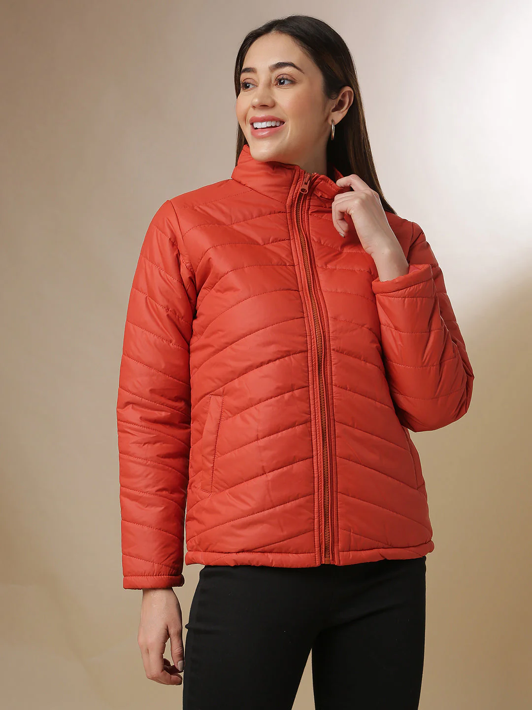 High Neck Quilted Jacket - Image 2