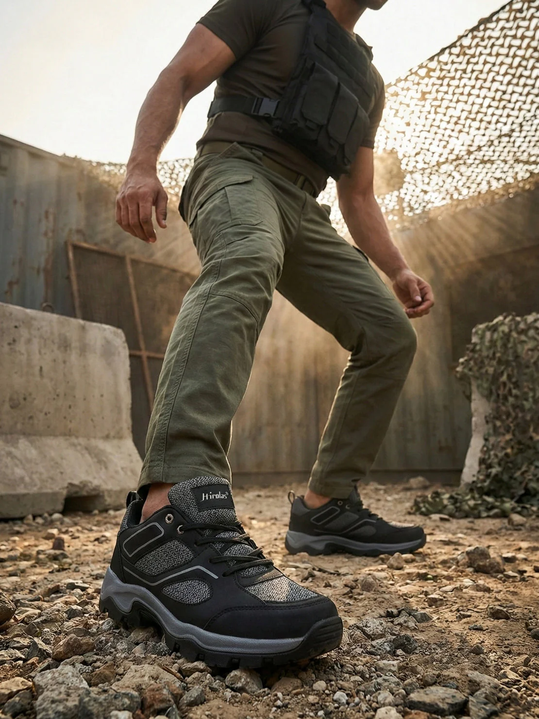 Hirolas Men Outdoor Walking & Trekking Shoes - Black - Image 2