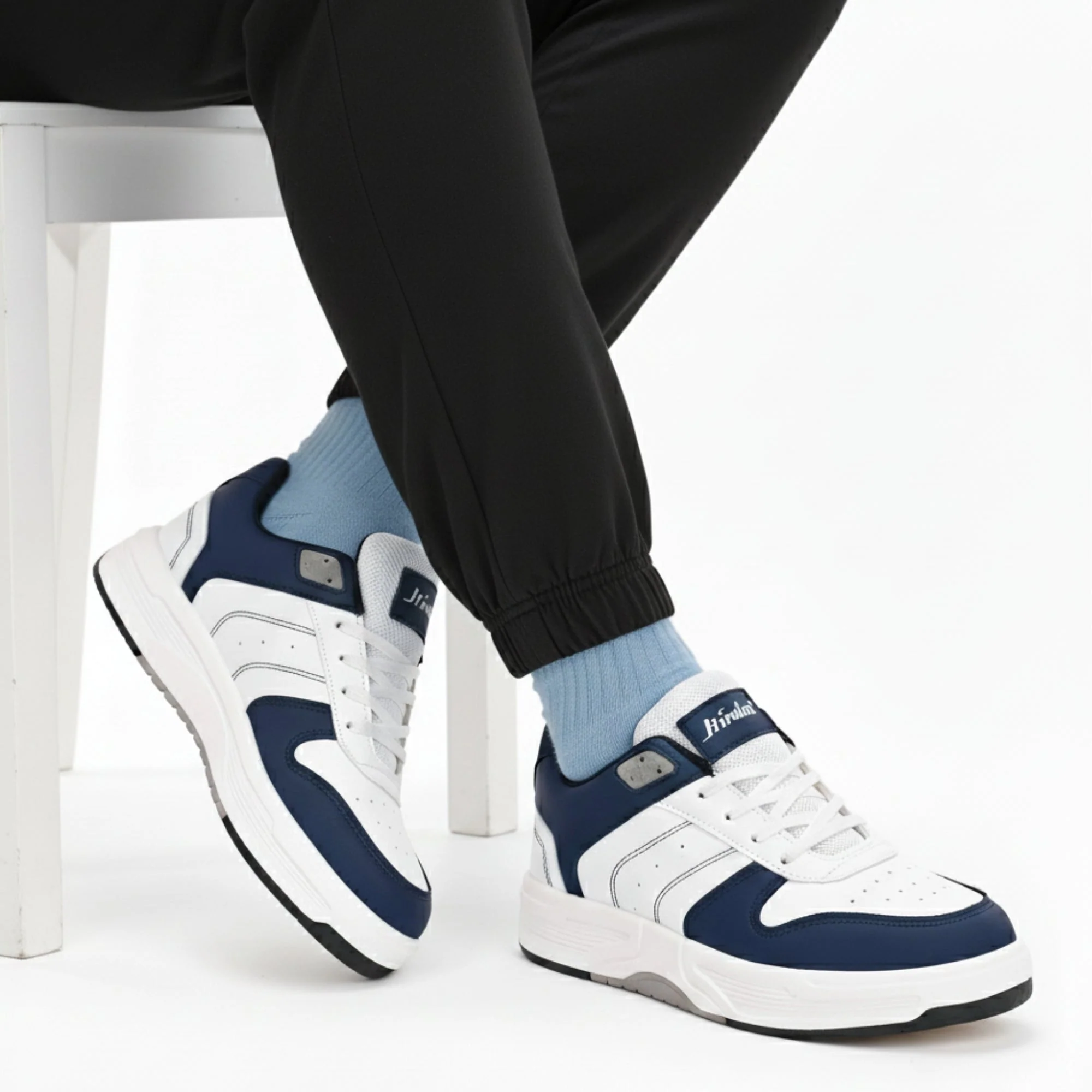 Hirolas Men's Blue & White Casual Sneaker Comfortable Daily Wear Shoes with Cushioned Insole & Durable Sole  HRL2084WHB - Image 4