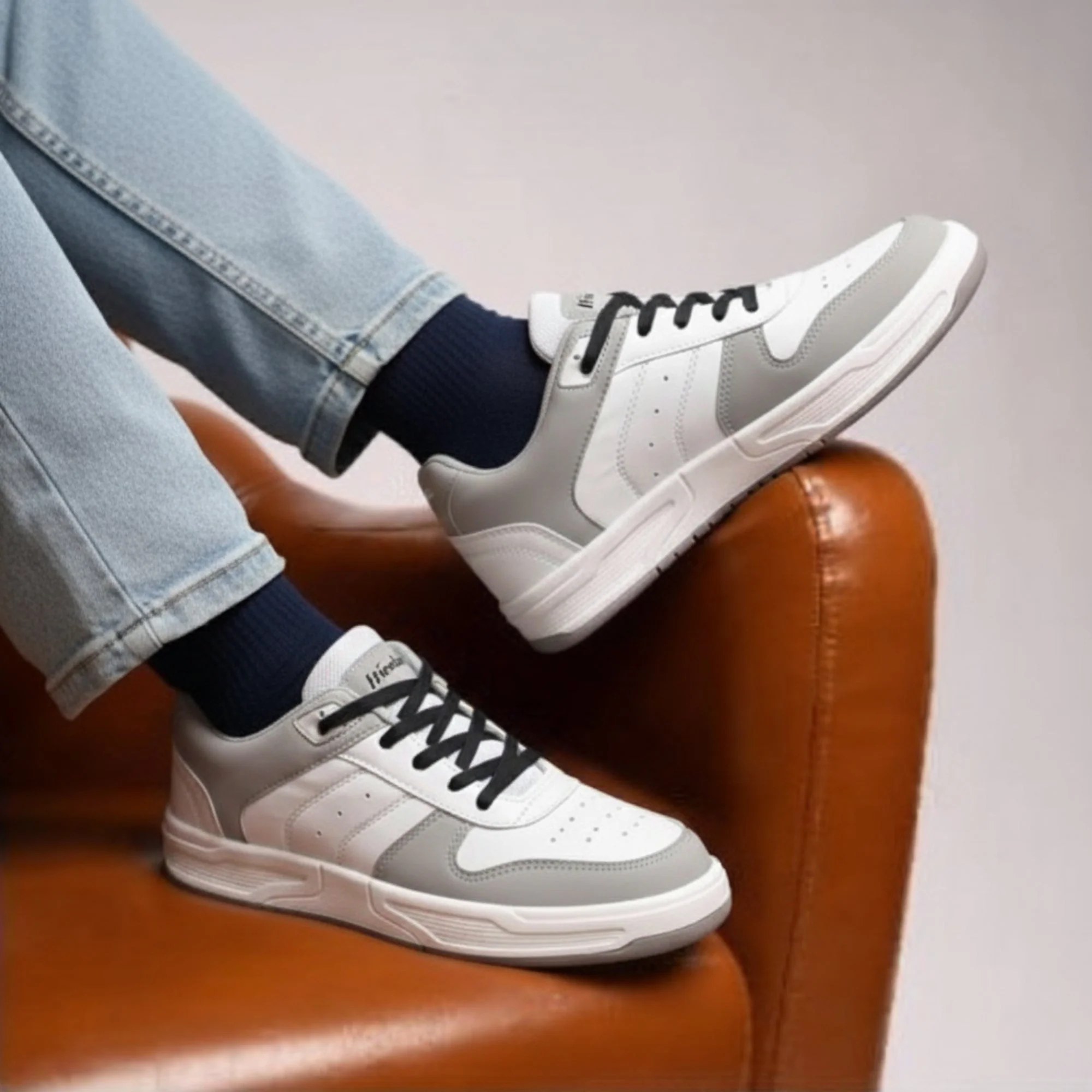 Hirolas Men's Grey & White Casual Sneaker Comfortable Daily Wear Shoes with Cushioned Insole & Durable Sole  HRL2084GRY - Image 2