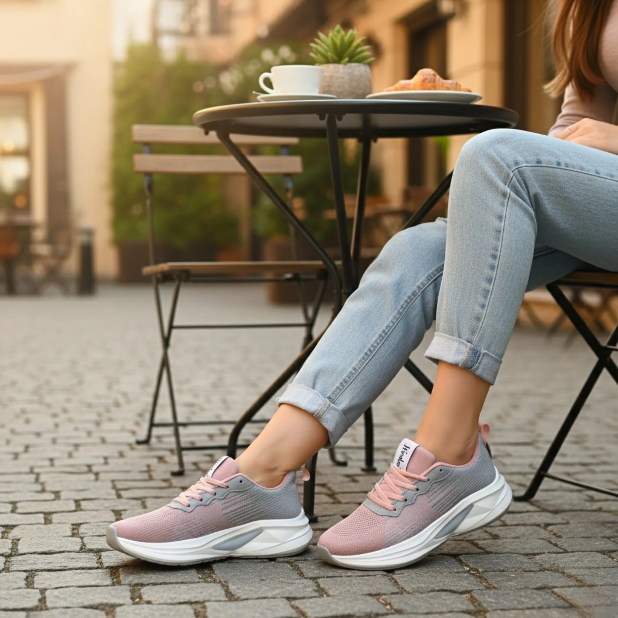 Hirolas Sports Casual Running Shoes Walking Jogging Gym Sneakers Comfortable Breathable Trainers Athletic Sports_Shoes for women - Pink - Image 3