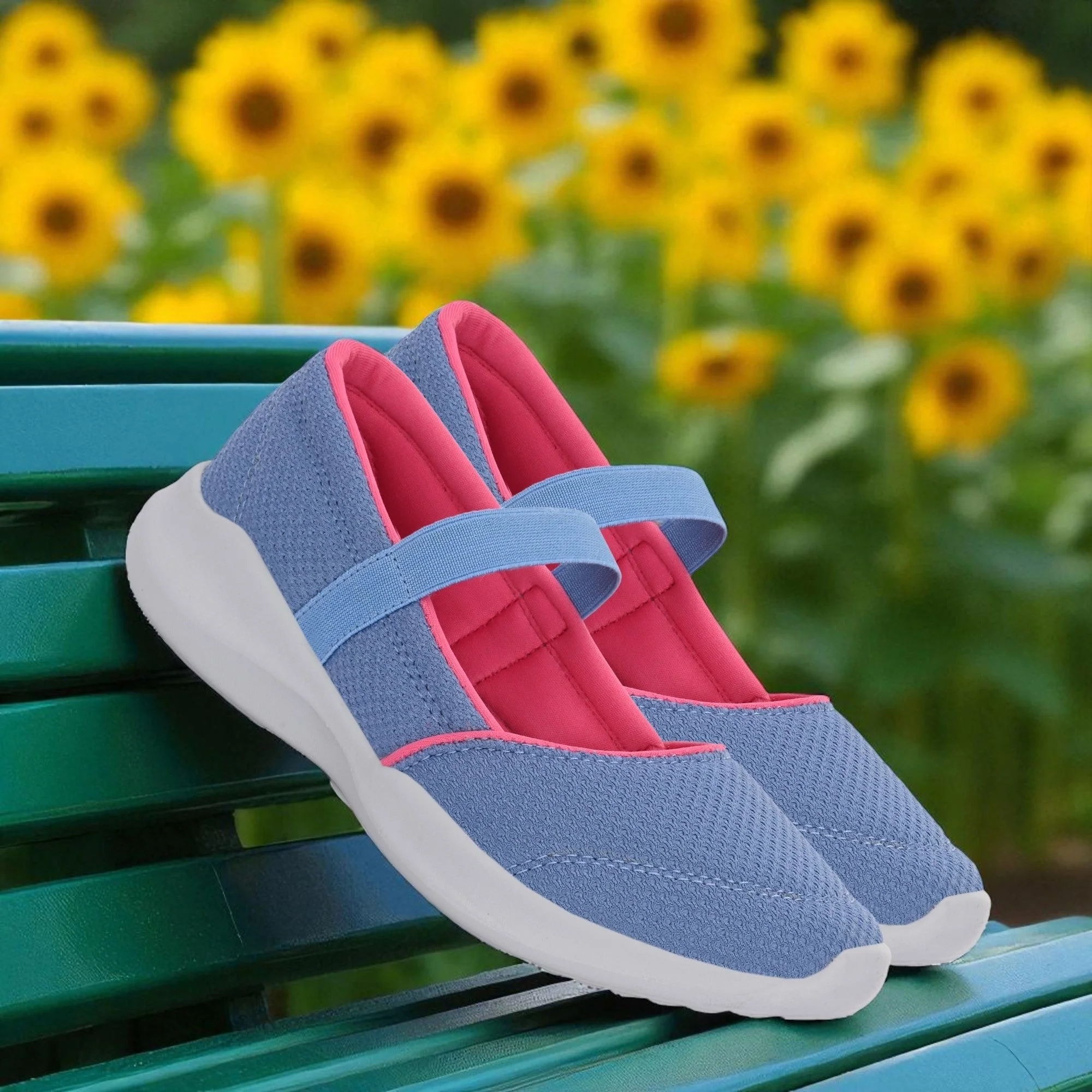Hirolas Women Sky Blue Walking Sports_Shoes Without Laces Lightweight Sports Ballerina Flats -HRLWF20SBU - Image 3