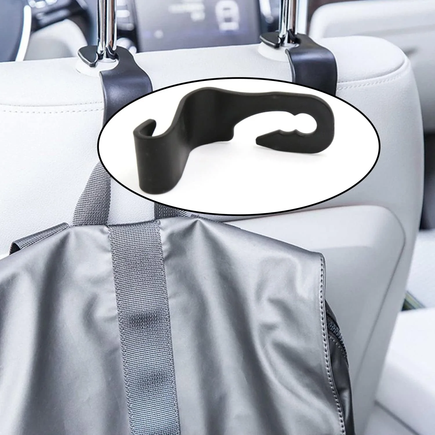 Holdie: 4-in-1 Car Seat Headrest Hooks – Heavy-Duty Hangers for Organizing Bags, Groceries, Purses & Accessories Without Spills (Set of 4) - Image 5