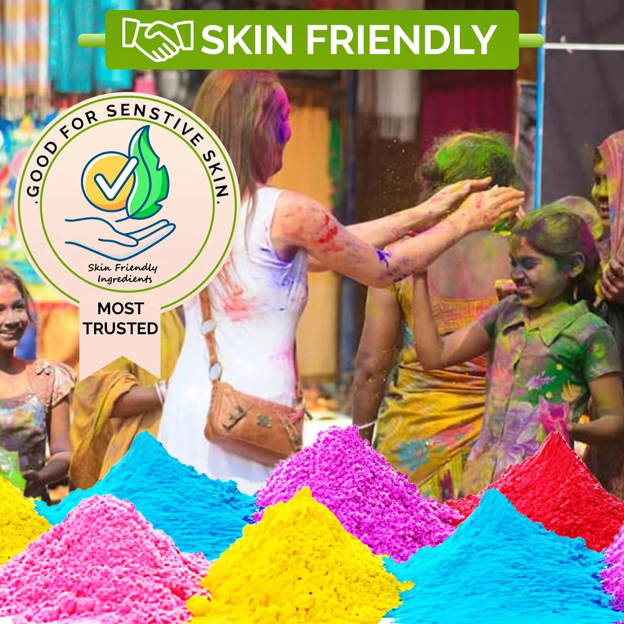 Holi Colour Herbal Colours(500gm). Neon Holi Gulal Pink, Orange, Green, Light Green, Light Pink - Image 6