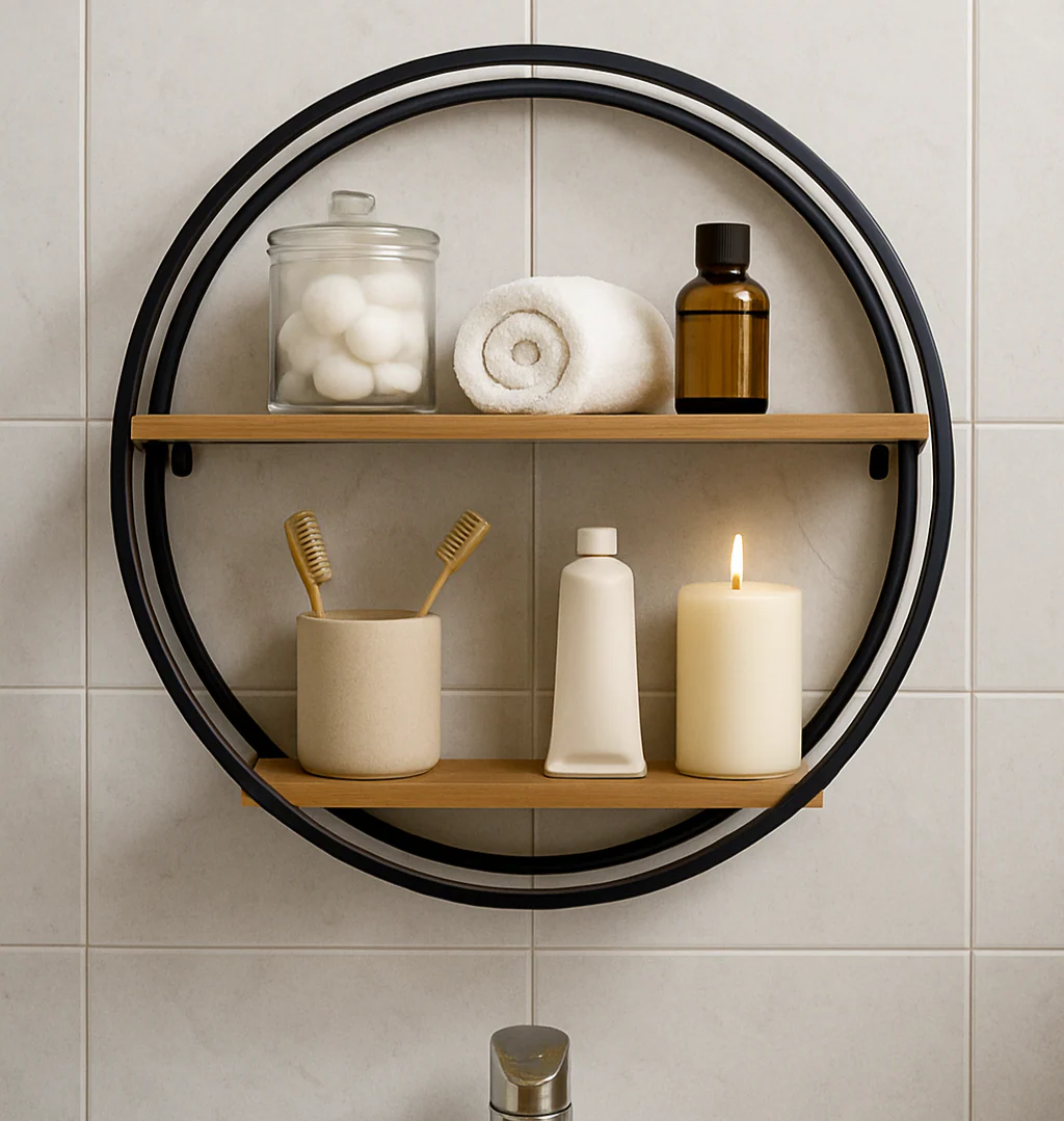 Home Creative Circular 2 Floors Wall Mounted Flower Pot Toy Cup Book Shelves - Image 3