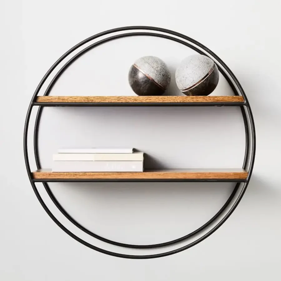 Home Creative Circular 2 Floors Wall Mounted Flower Pot Toy Cup Book Shelves - Image 5