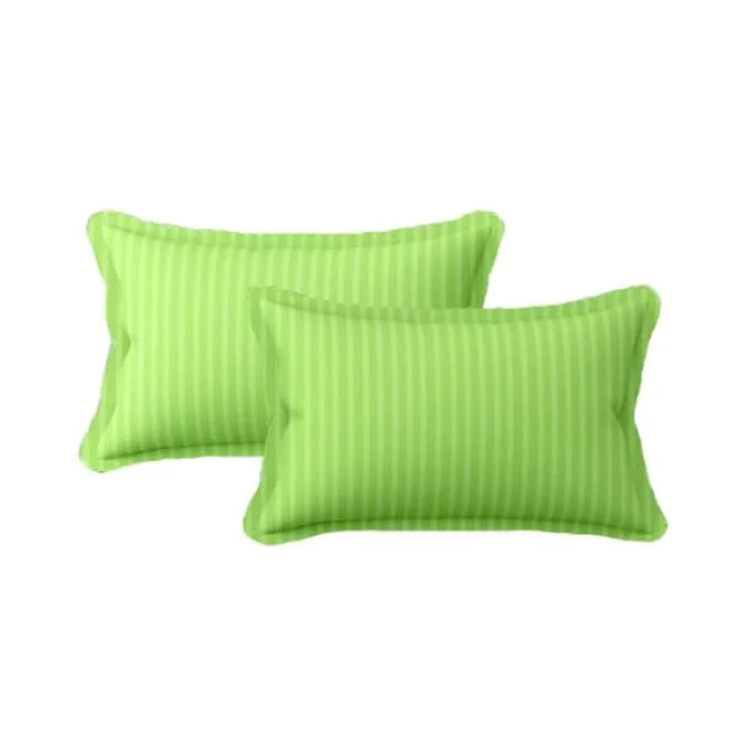 Homecrown Cotton Feel Striped Elastic Fitted Double Bedsheet with 2 Pillow Covers – 72x78 Inch – Light Green - Image 5