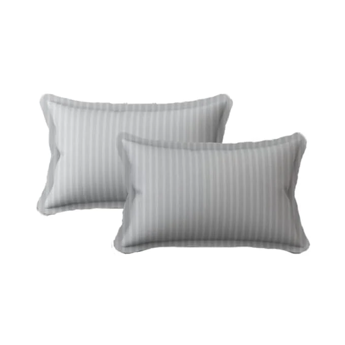 Homecrown Cotton Feel Striped Elastic Fitted Double Bedsheet with 2 Pillow Covers – 72x78 Inch – Light Grey - Image 5