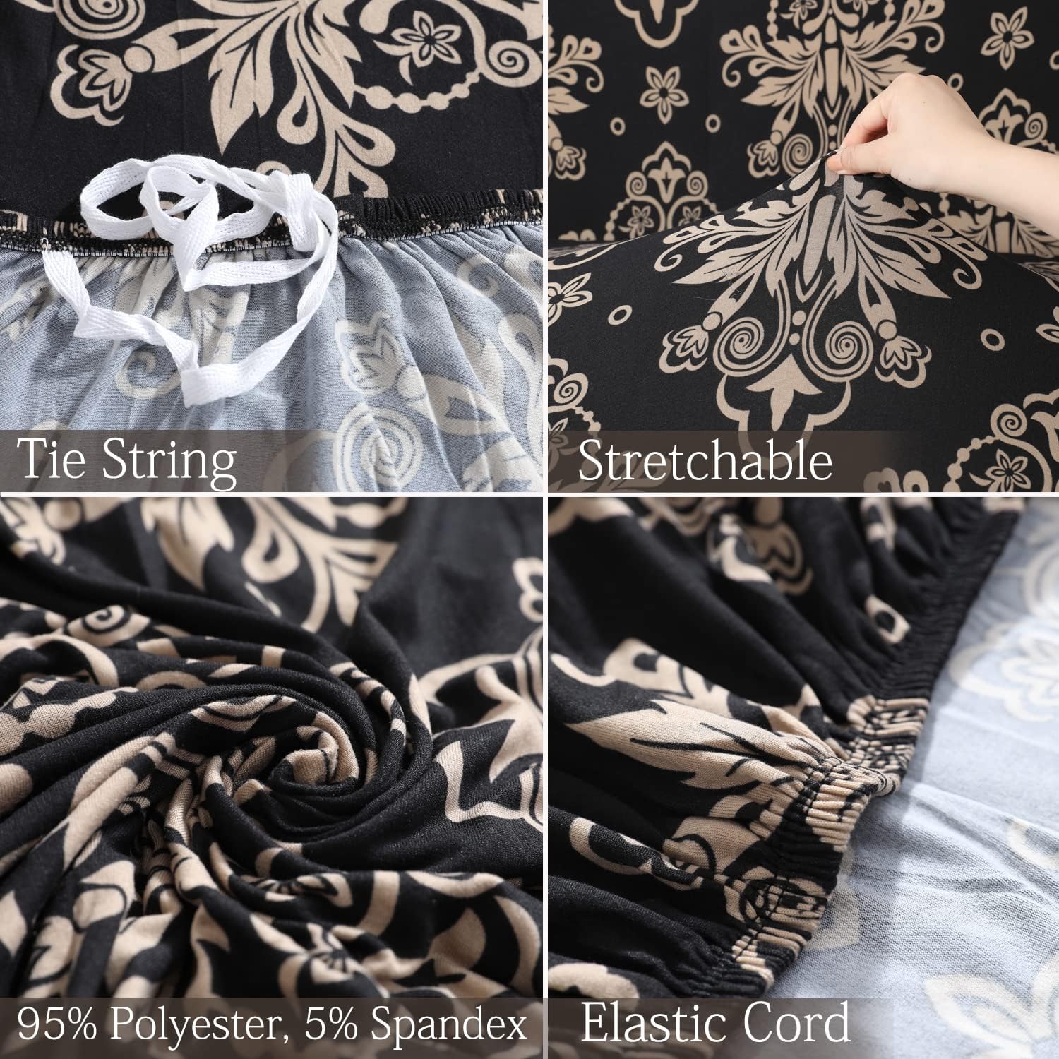 Homecrown Stretchable Fully Covered 5 Seater Sofa Cover Set (3+1+1) – Ethnic Design, Universal Fit & Non-Slip Protection - Image 4
