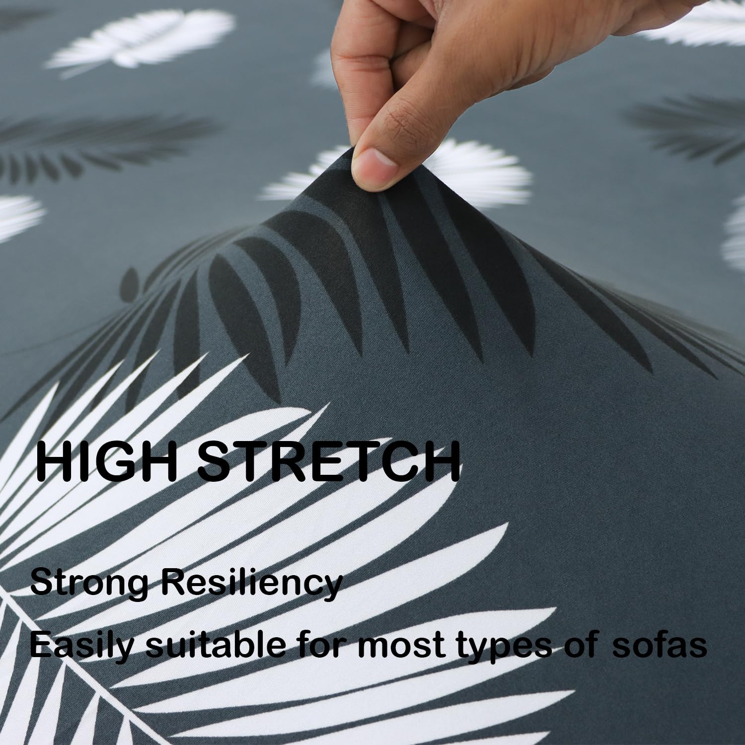 Homecrown Stretchable Fully Covered 5 Seater Sofa Cover Set (3+1+1) – Feather Design, Universal Fit & Non-Slip Protection - Image 8