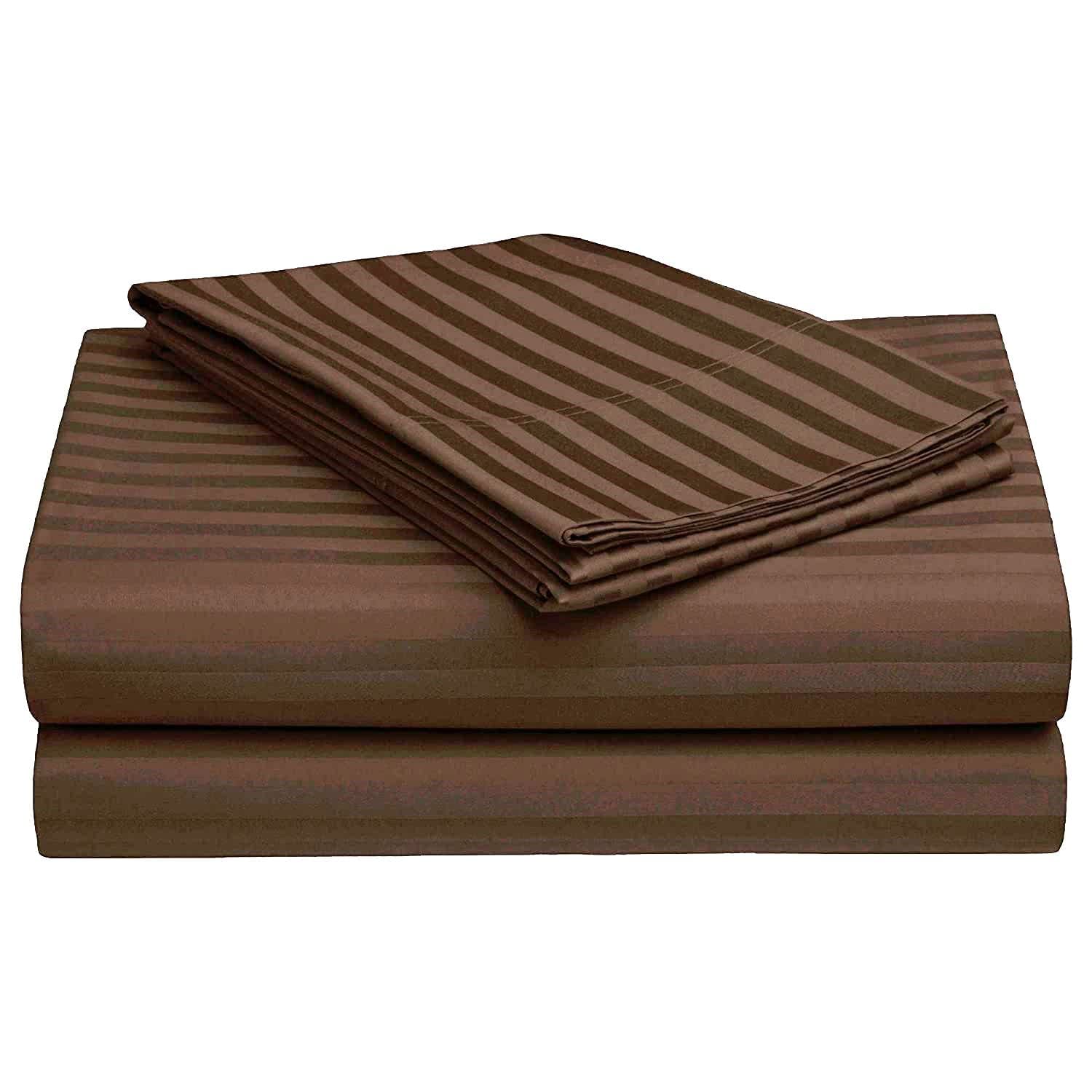 Homecrown Stripe Bedsheet for Single Bed with 1 Matching Pillow Cover – Brown - Image 3