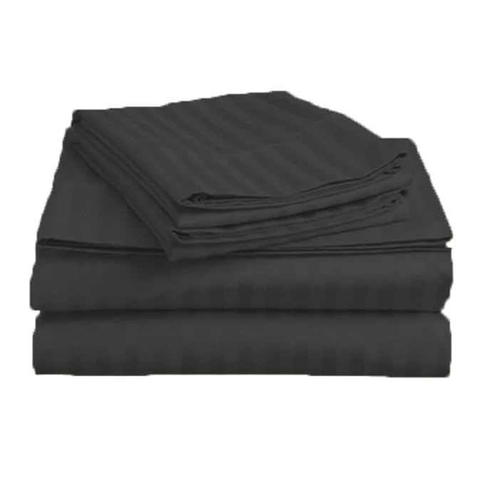 Homecrown Stripe Bedsheet for Single Bed with 1 Matching Pillow Cover – Dark Grey - Image 3
