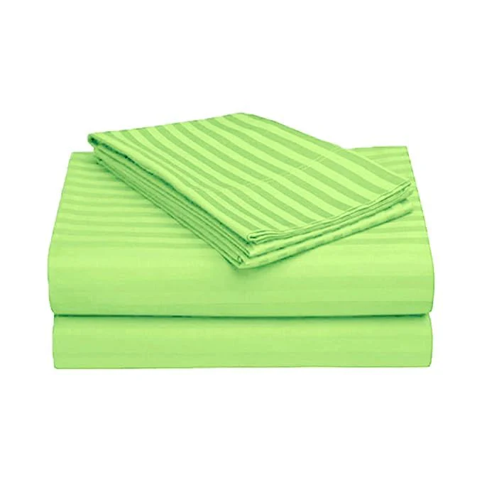 Homecrown Stripe Bedsheet for Single Bed with 1 Matching Pillow Cover – Light Green - Image 3