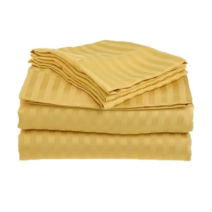 Homecrown Stripe Bedsheet for Single Bed with 1 Matching Pillow Cover – Yellow - Image 3