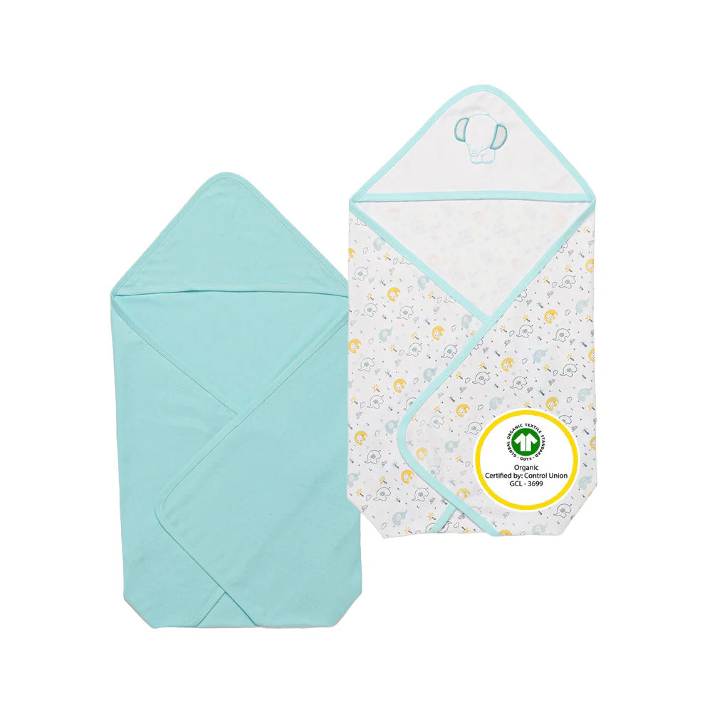 Hooded Cotton Baby Blanket | Set Of 2 - Image 4