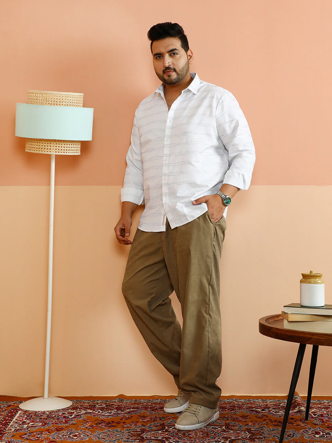Horizontal Textured-Stripe Shirt - Image 5