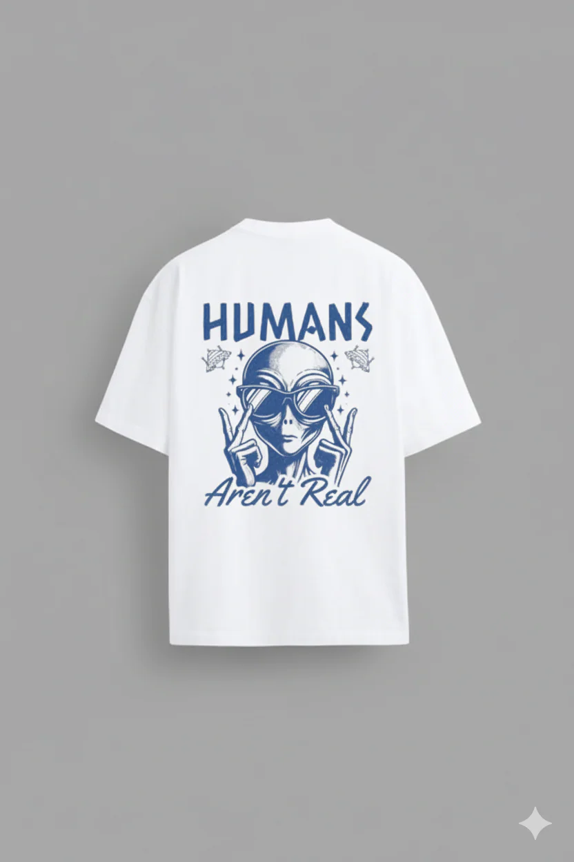 Human White Oversized T-shirt - Image 2