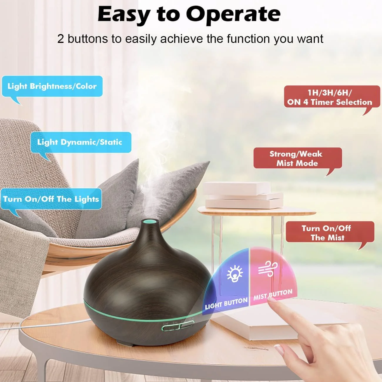 Humidifier Aroma Diffuser 500ML Essential Oil Diffuser with Remote - Image 4
