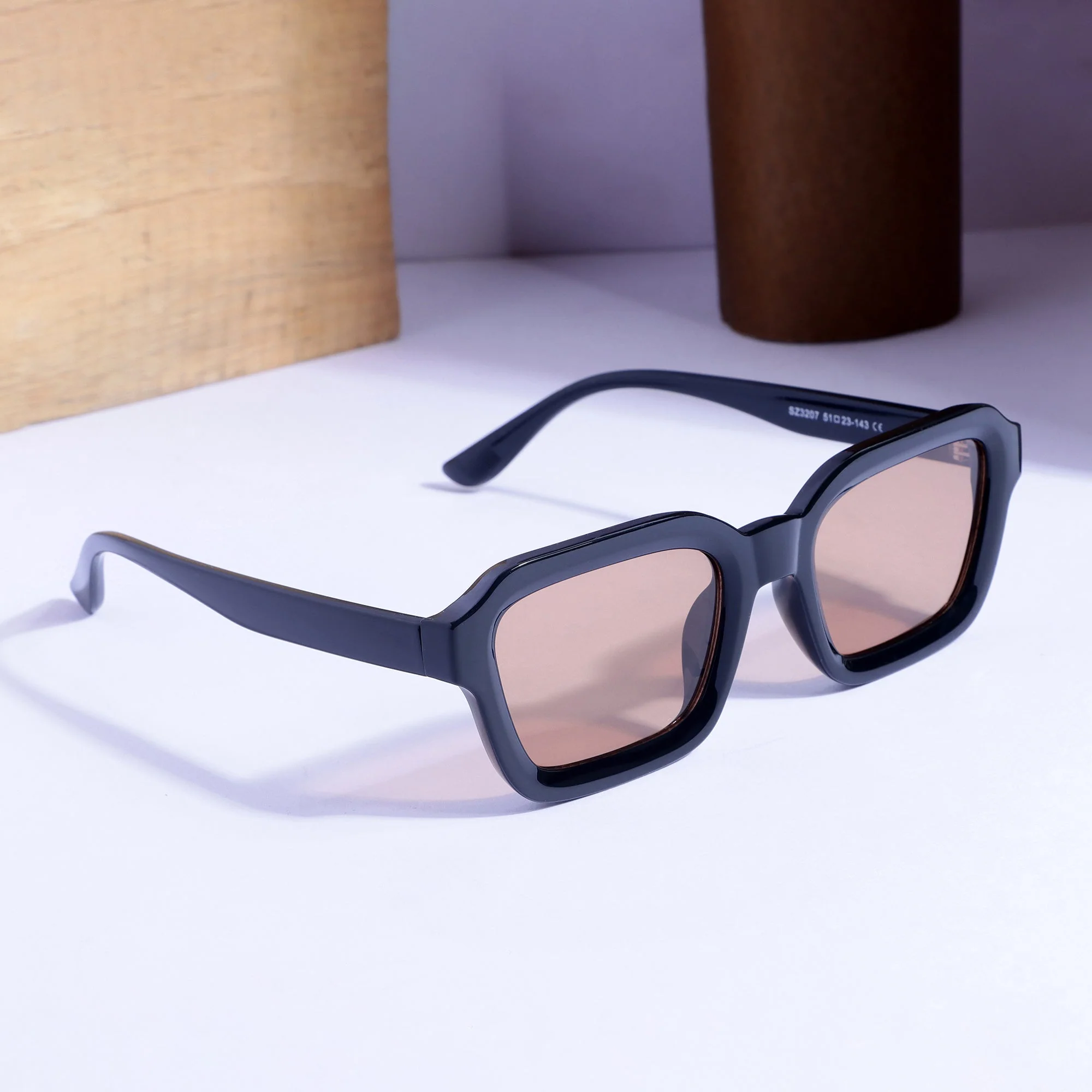 Hunter Black Brown Square Sunglasses