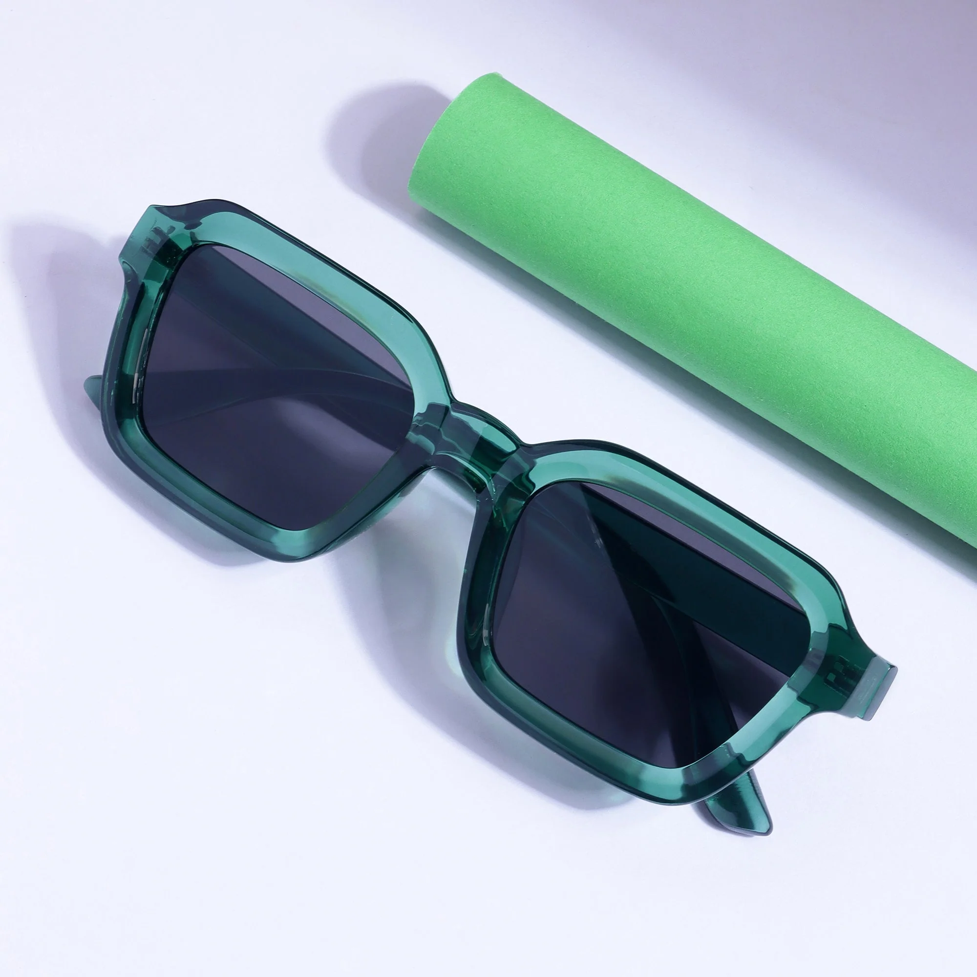 Hunter Green Black Square Sunglasses - Image 3