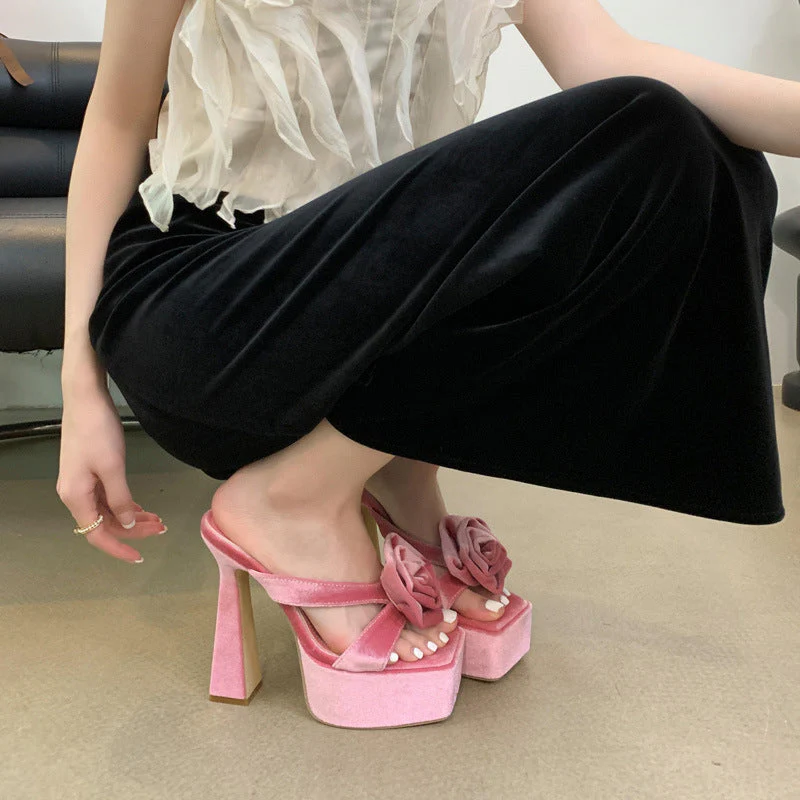 Hyacinth Rose Detail Platform Heels - Image 6