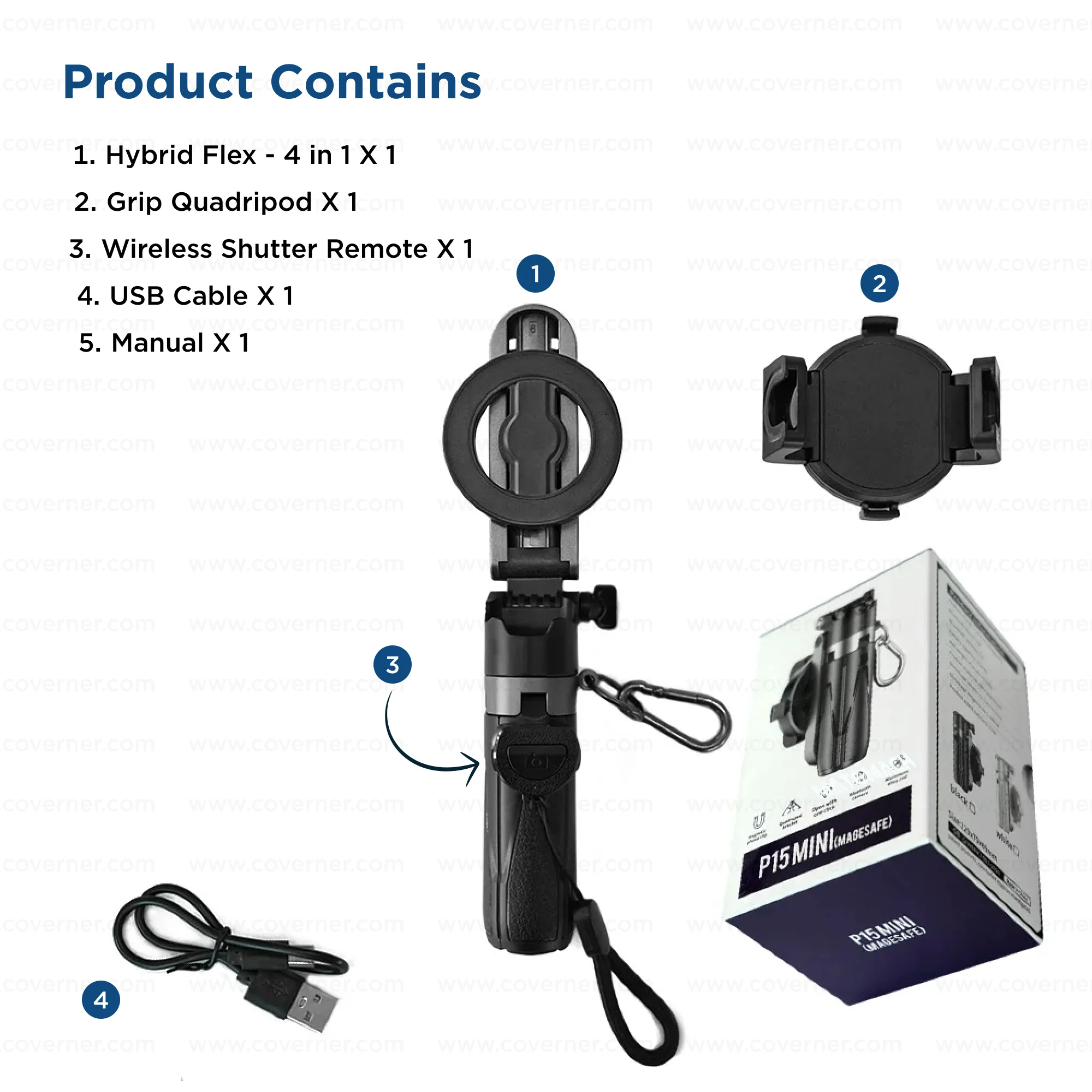 Hybrid Flex – 4-in-1 MagSafe Tripod, Selfie Stick, Wireless Grip & Camera Handle by Coverner India - Image 4