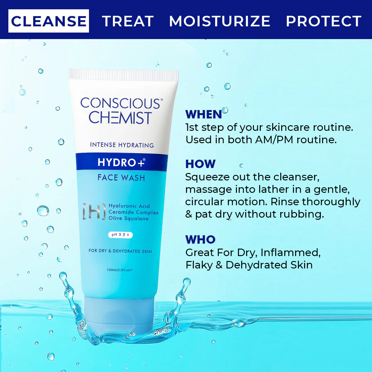 Hydrating Face Wash For Dry Skin | Hyaluronic Acid & Ceramides | 100 ml | CK - Image 5