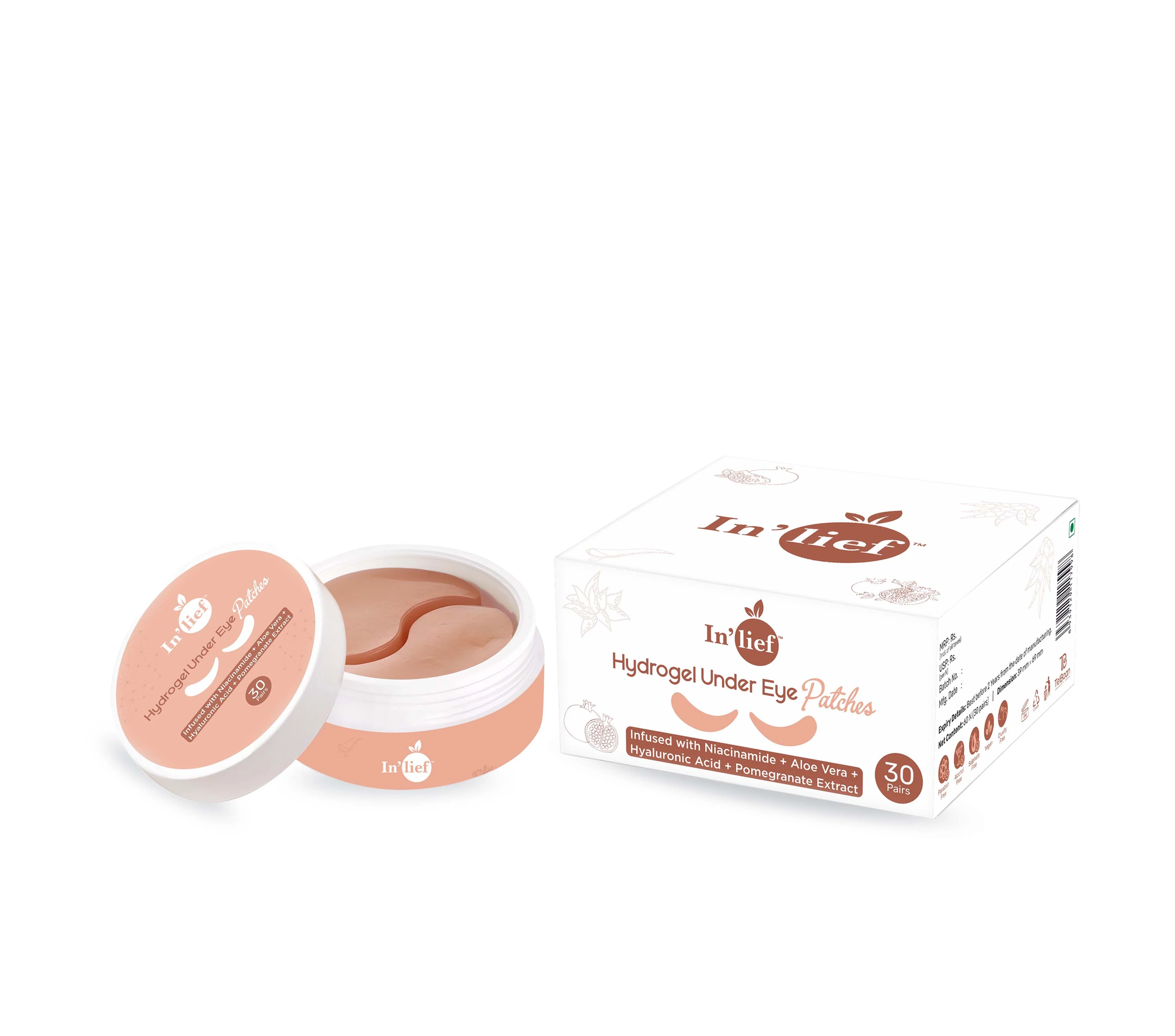 Hydrogel Under Eye Patch (30 Pairs) | Infused with Niacinamide, Aloe Vera, Hyaluronic Acid & Pomegranate Extract - Image 7