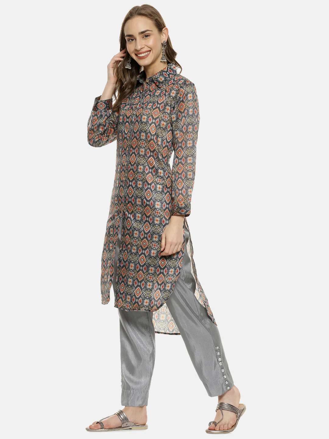 Ikat Print Kurta - Image 2
