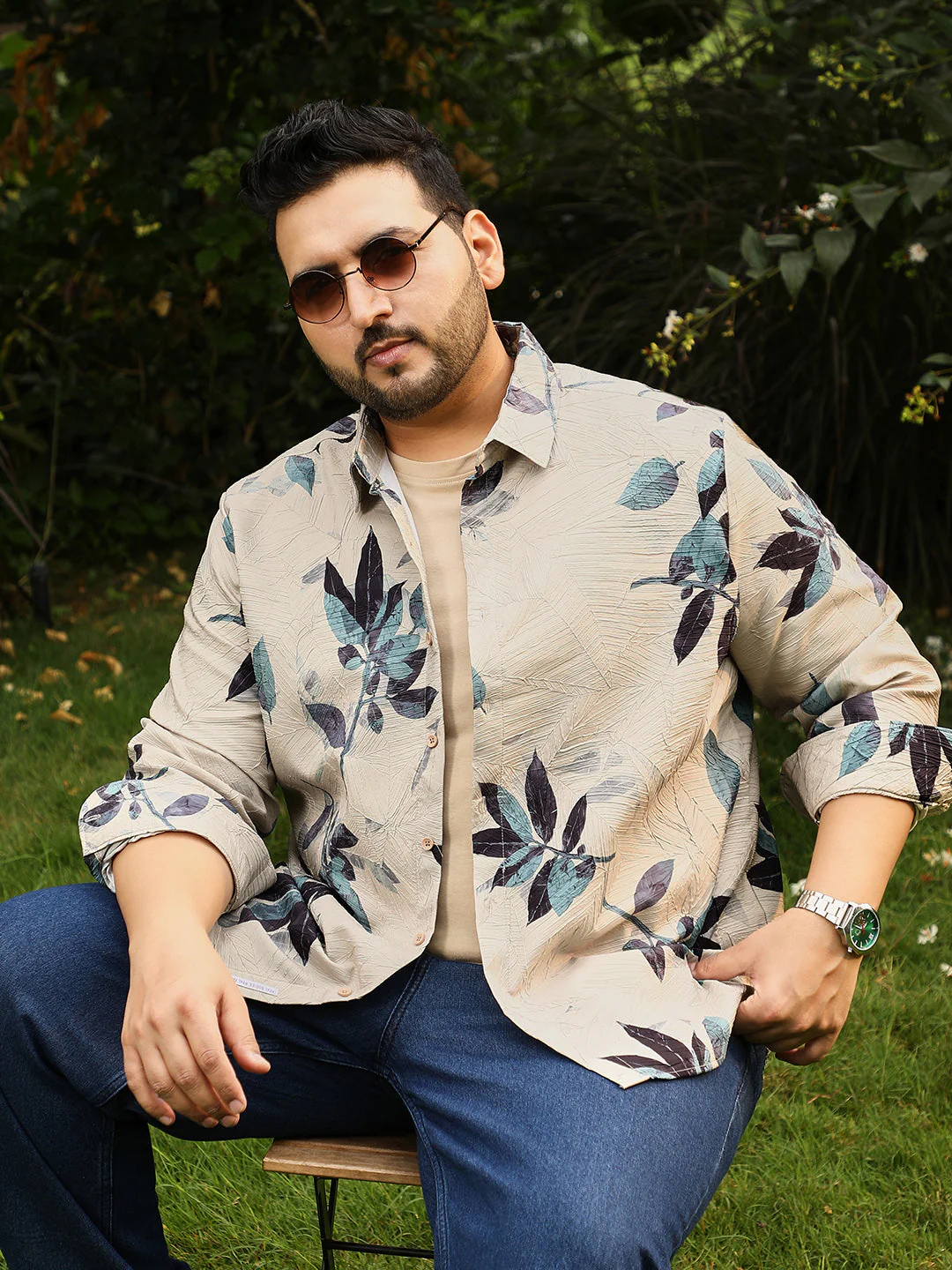 Imprinted Foliage Textured Shirt - Image 11