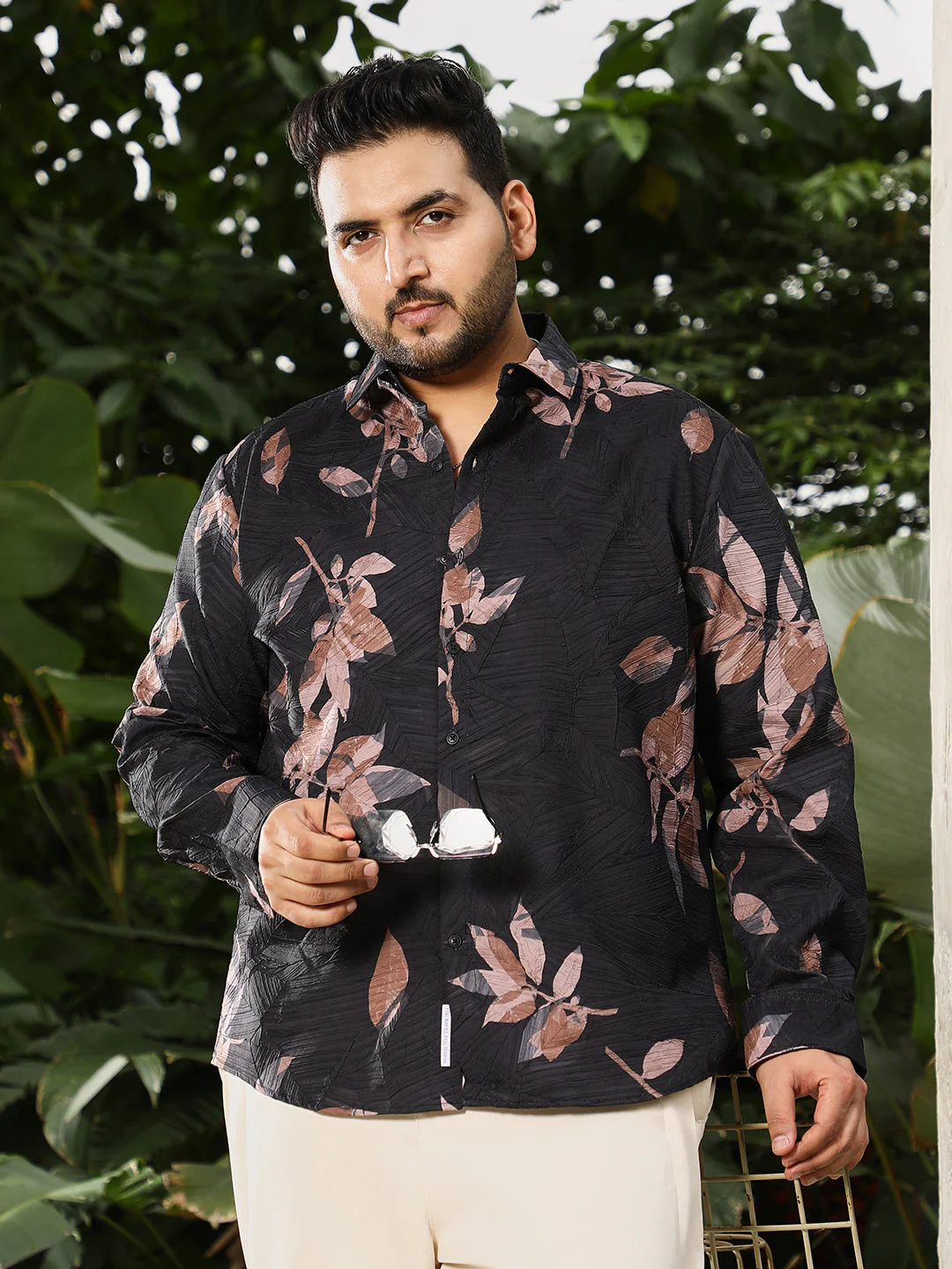 Imprinted Foliage Textured Shirt - Image 22