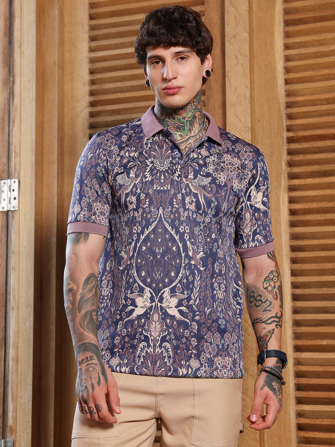 Indie Floral Jacquard-Knit Polo T-Shirt - Image 2