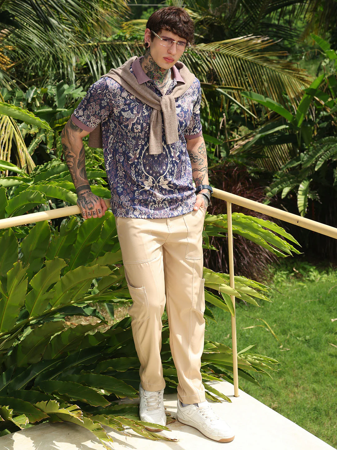 Indie Floral Jacquard-Knit Polo T-Shirt - Image 6