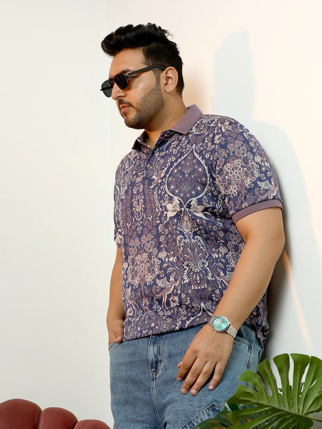 Indie Floral Jacquard-Knit Polo T-Shirt - Image 17