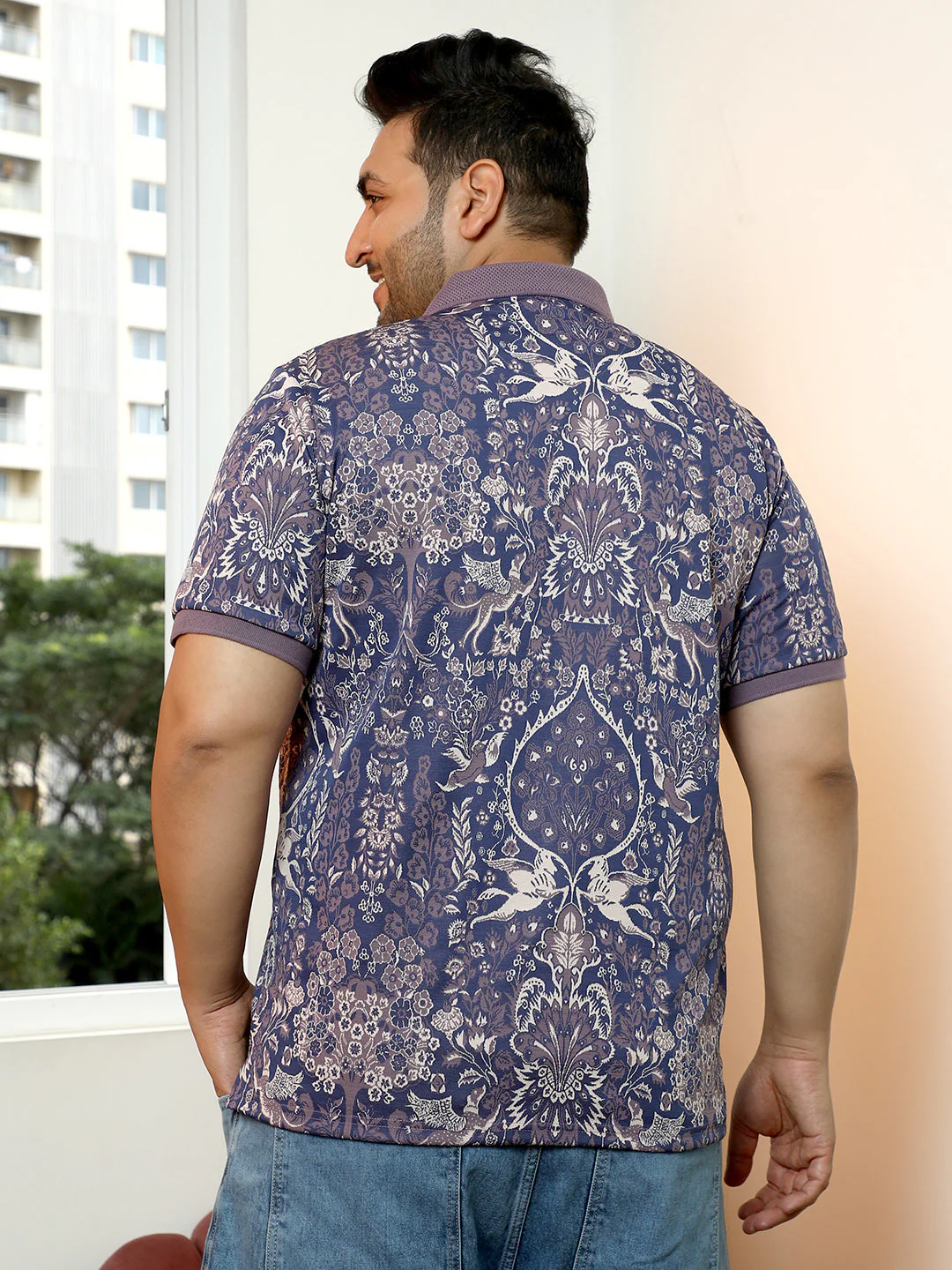 Indie Floral Jacquard-Knit Polo T-Shirt - Image 4