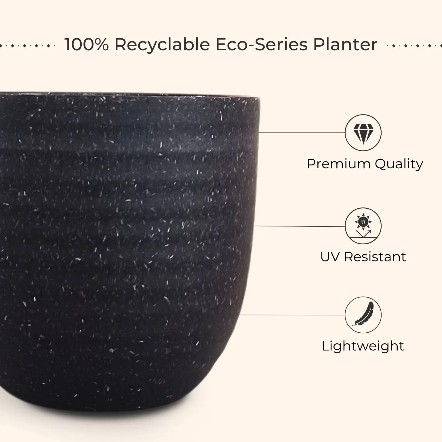 Indoor Small Pots (Black) - Set of 3 - Image 3
