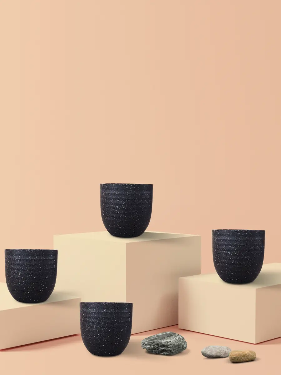 Indoor Small Pots (Black) - Set of 4