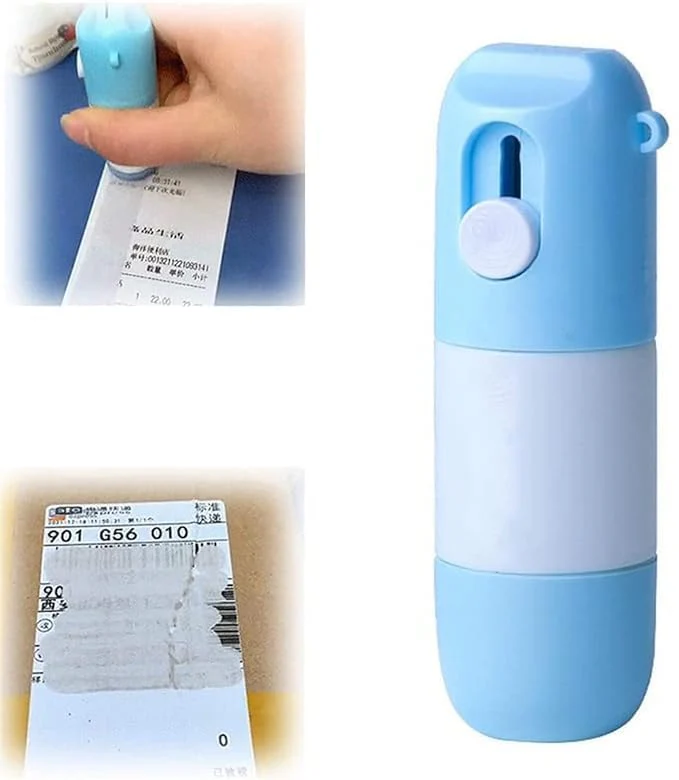 InkWipe: Thermal Paper Privacy Correction Fluid with Built-In Cutter – 2-in-1 Concealer for Package Labels, Receipts & Personal Info Protection