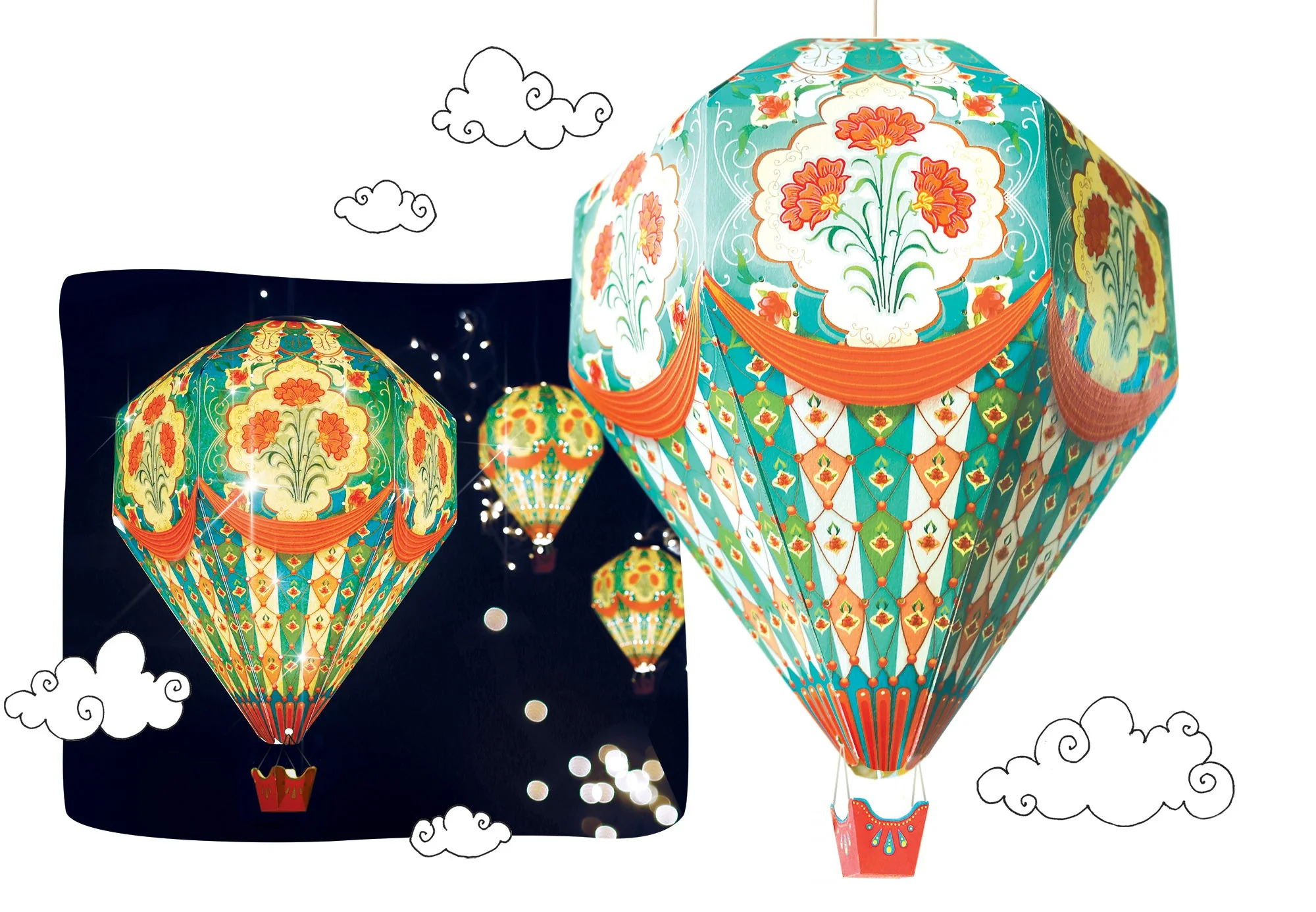 Instant Decor Combo Saver: 3 Hot Air Balloon Paper Lamps + Bulbs + Wires - Image 15